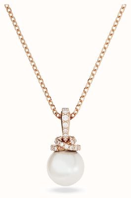 Swarovski Originally Pendant Necklace Rose Gold-Tone Plated Pearl White Crystals 5669523