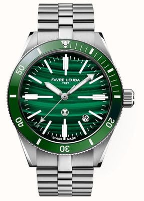 Favre Leuba Deep Raider Renaissance automatique (40 mm) cadran en malachite / bracelet en acier inoxydable 00.20308.101.51.200