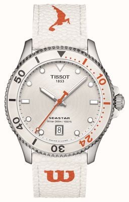 Tissot Seastar Wilson Wnba speciale editie (40 mm) witte wijzerplaat / witte en oranje synthetische bandjes T1204101701100