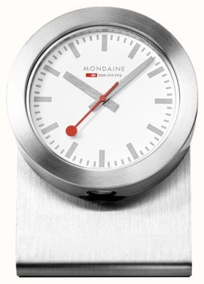 Mondaine SBB Magnet Clock (50mm) White Dial / Silver-Tone Aluminium Case A660.30318.82SBV
