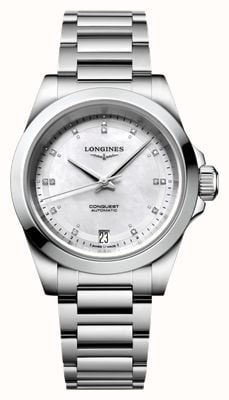 LONGINES Conquest automatique diamant (34 mm) cadran diamant nacre / bracelet acier inoxydable L34304876