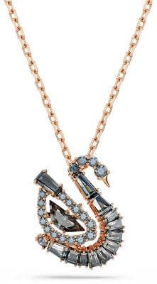 Swarovski Swan pendant, Mixed cuts, Swan, Black, 18K rose gold finish 5764882
