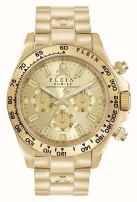 Philipp Plein $treet couture date nobile (43mm) cadran chronographe doré / bracelet acier inoxydable pvd doré PWCAA1121
