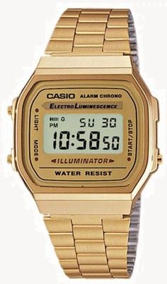 Casio Zegarek uniseks platerowany złotem z kolekcji retro digital, model wystawienniczego A168WG-9EF EX-DISPLAY