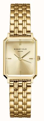 Rosefield Octagon xs (19,5 mm) mostrador em ouro champanhe / pulseira em aço inoxidável banhado a ouro OCGSG-O82