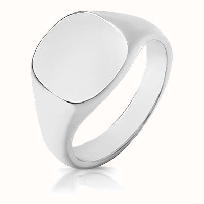 SILVER 12 X 11MM HEAVY WEIGHT CUSH SIGNET RING TS125H/T