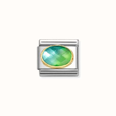 Nomination Composable Classic Gold and Cubic Zirconia Facetted Blue Green Gemstone Charm 030612/037