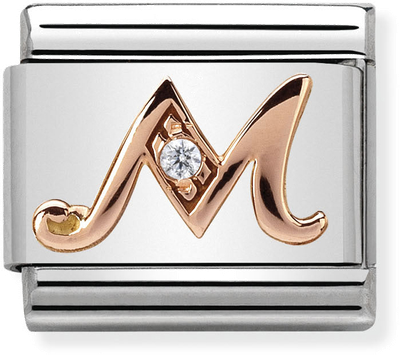 Nomination Classic Letter M 9ct Rose Gold & Steel Charm 430310/13