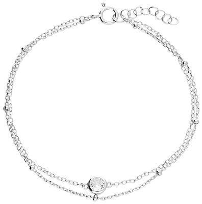 Sterling Silver CZ Double Row Bracelet H5100/S