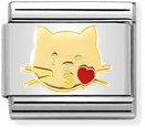 Nomination Classic Cat Kiss 18ct Gold & Steel Enamel Charm 030272/45