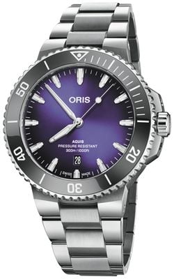 ORIS Aquis date "taste of summer" automático (43,5 mm) mostrador voilet / pulseira de aço inoxidável 01 733 7789 4158-07 8 23 04PEB