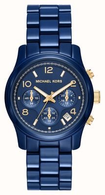 Michael Kors Wybieg dla kobiet | niebieska tarcza chronografu | niebieska bransoleta ze stali nierdzewnej MK7332