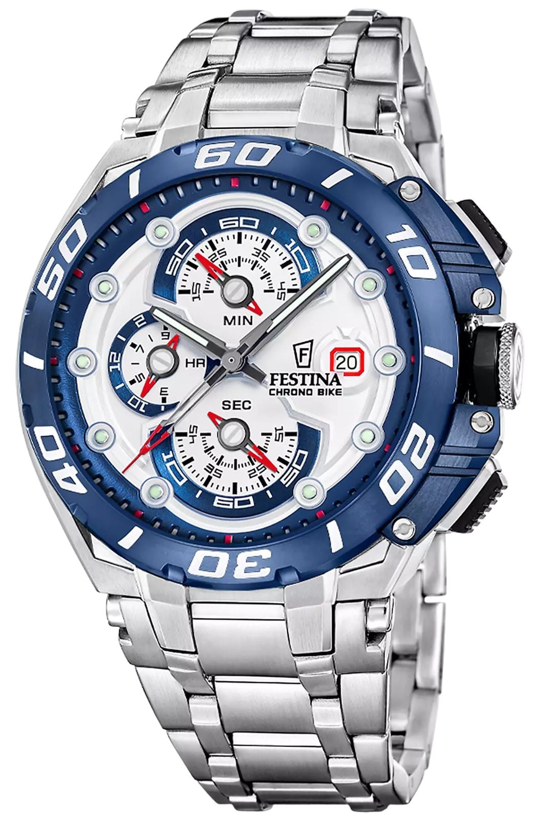 Festina Chrono Bike 2026 46mm White Dial  Stainless Steel Watch