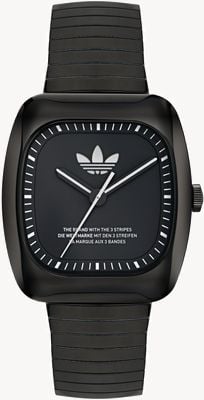 Adidas Черный циферблат в стиле ретро wave one (37 мм)/расширяющийся браслет из нержавеющей стали черного цвета AOSY24026