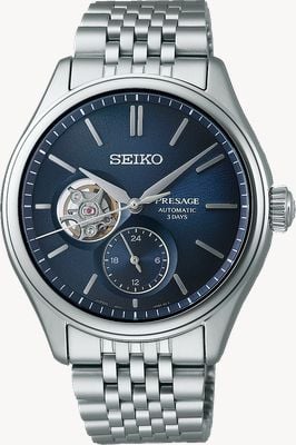 Seiko Presage Classic Open Heart in 'Ai-iro' Japan Blue Watch SPB527J1