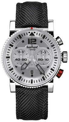Hanhart Chronographe automatique Primus Pilot (44 mm), cadran argenté / bracelet textile noir - m 740.220-3020