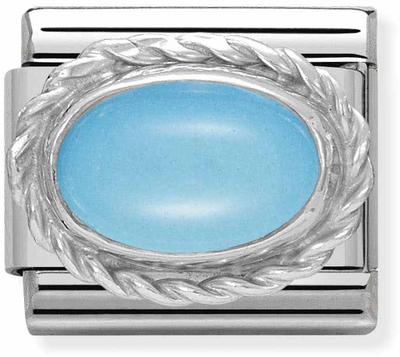 Nomination Classic Hard Stones Stainless Steel Rich Silver Sterling Silver Setting TURQUOISE Charm 330503/06