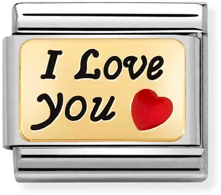Nomination Classic I Love You 18ct Gold & Steel Enamel Charm 030284/55
