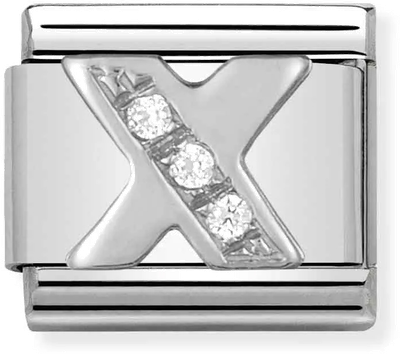 Nomination Classic Letter X Sterling Silver & Steel Cubic Zirconia Charm 330301/24