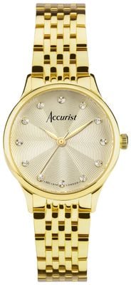 Accurist Montre femme diamant quartz (28 mm) cadran dégradé champagne / bracelet en acier inoxydable PVD or 77003