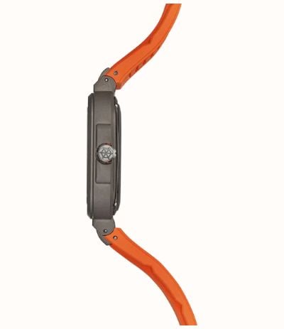 Herbelin Cap Camarat Square Titanium Automatic (40.5mm) Skeleton Dial / Orange FKM Rubber Strap 1846SQTDCMD - vue alternative 2