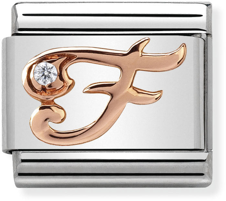 Nomination Classic Letter F 9ct Rose Gold & Steel Charm 430310/06