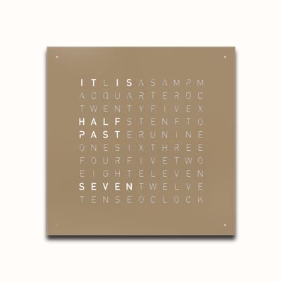 QLOCKTWO EARTH 45 STEEL SERIES HAZELNUT (English) - White Lacquered QT4ENHAPC-UK