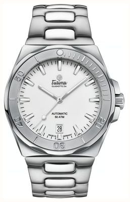 Tutima Glashütte M2 Seven Seas S Automatik (40 mm) glänzend weißes Zifferblatt / Edelstahlarmband 6156-10