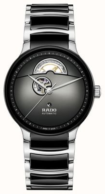 RADO Centrix Automatikuhr mit offenem Herzen (39,5 mm), schwarzes Zifferblatt / schwarze Hightech-Keramik und Edelstahl R30012152
