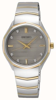 Seiko Caprice Diamant (30 mm) graues Zifferblatt / zweifarbiges Edelstahlarmband SUR616P1