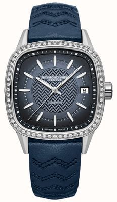 Raymond Weil Women's Freelancer Automatic 60 Diamond (34.5mm) Blue Dial / Blue Leather Strap 2490-SCS-50051