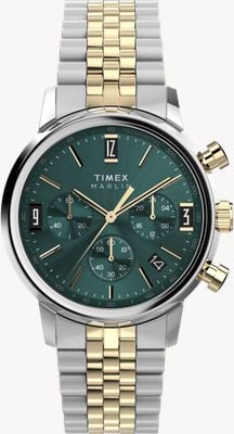 Timex Marlin quartzo cronógrafo (40 mm) mostrador verde / pulseira de aço inoxidável bicolor TW2W60000