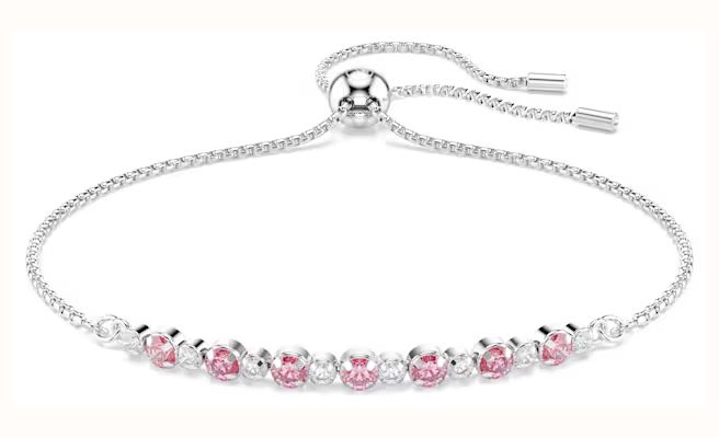 Swarovski Matrix bracelet, Round cut, Pink, Rhodium plated 5763042