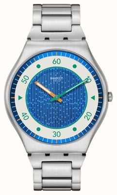 Swatch Mostrador azul Splash dance (42 mm) / pulseira em aço inoxidável SS07S143G