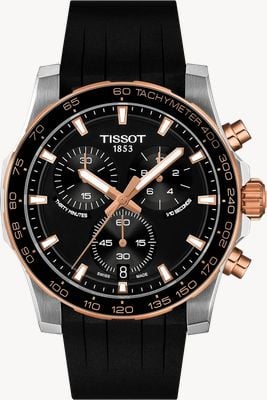 Tissot Supersport chrono (42mm) cadran noir effet soleil / bracelet caoutchouc noir T1254172705100