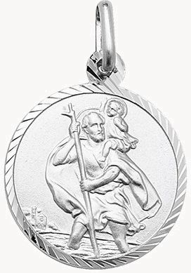 Treasure House Silver Round Dia Cut Edge St Christopher Coin Pendant G6960