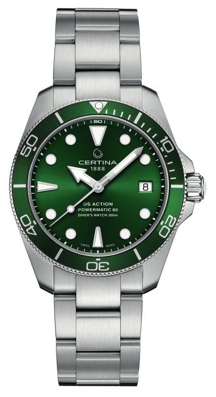 Certina Ds action diver | cadran vert | bracelet en acier montre