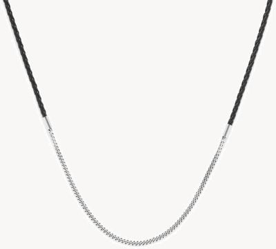 Buddha To Buddha Ketting Essential Mix Silver and Leather Necklace Black 691 60cm - (One Size) 001J046914000