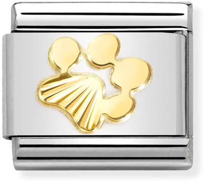 Nomination Classic Paw Print 18ct Gold & Steel Charm 030149/44
