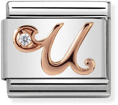 Nomination Classic Letter U 9ct Rose Gold & Steel Charm 430310/21