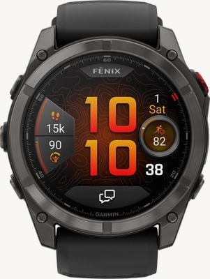 Garmin Fenix 8 Pro 51 mm AMOLED Saphir Premium Multisport GPS Carbongrau DLC mit schwarzem Silikon 010-03199-01