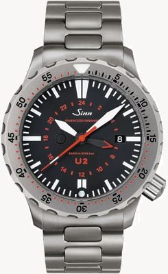 Sinn U2 ezm 5 tegiment (44 mm) mattschwarzes Zifferblatt / perlgestrahltes Edelstahlarmband 1020.030-BRACELET