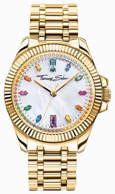 Thomas Sabo レディース ディバイン レインボー (33mm) マザーオブパール文字盤/ゴールドステンレススチールブレスレット WA0395-264-207-33