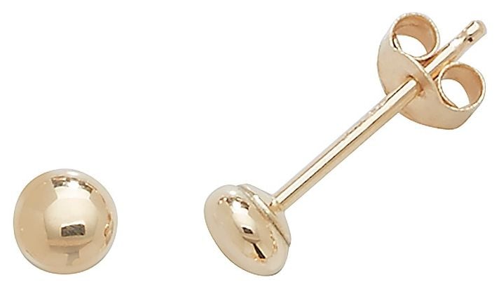 James Moore & Co 9k Yellow Gold Button Stud Earrings 3 mm Jewellery