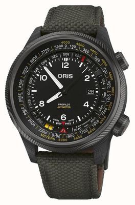 ORIS Altimètre Propilot - échelle en mètres (47 mm) cadran noir / bracelet textile noir 01 793 7775 8764-SET