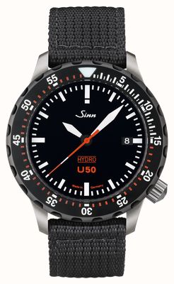 Sinn U50 hydro sdr 5000m (41mm) cadran noir / bracelet textile noir 1051.040 BLACK TEXTILE