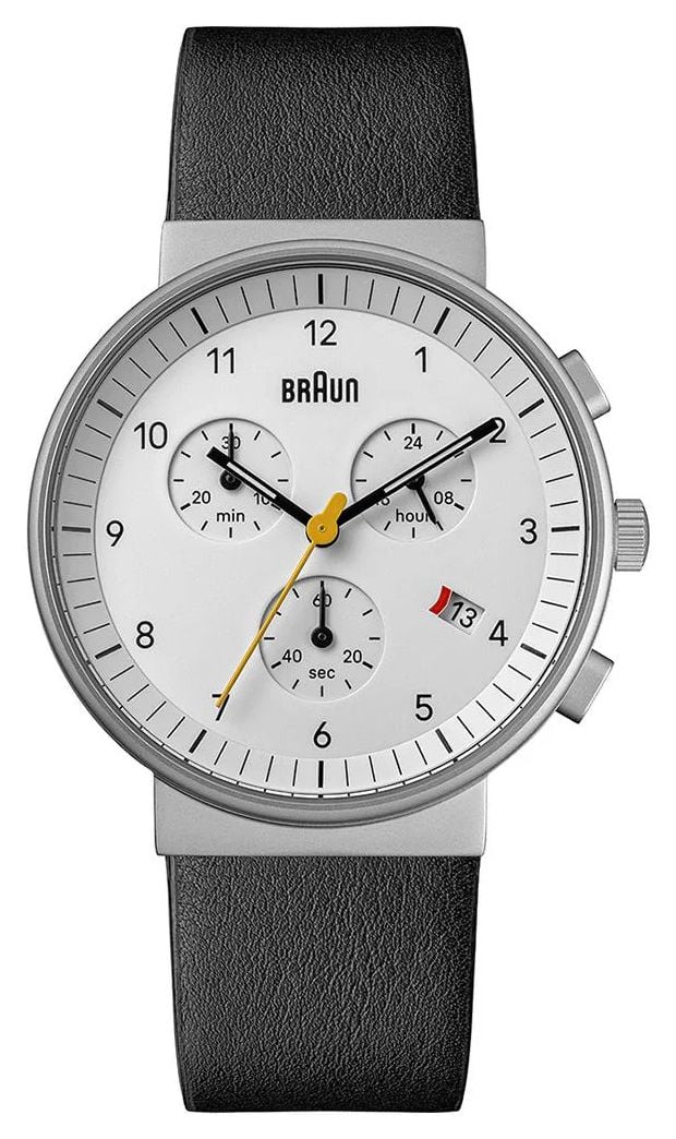 Braun Classic Quartz Chronograph 40mm White Dial Black Watch Braun Classic Quartz Chronograph 40mm White Dial Black Watch
