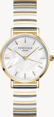 Rosefield スモールサイズ（26mm）ホワイトマザーオブパール文字盤 / ツートンステンレススチールブレスレット SEWDSG-SE03