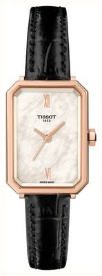 Tissot Srv quartz (21,8 mm) cadran nacre blanche / bracelet en cuir d'alligator noir T1601103611300