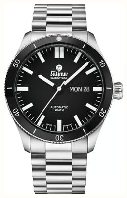 Tutima Glashütte グランドフリーガーエアポートオートマチック（41mm）ブラックダイヤル／ステンレススチールブレスレット 6107-06